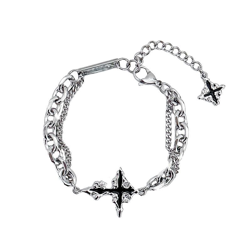 Hip Hop Dissolved Dark Cross Bracelet For Men Versatile Niche Design High-end American Style Titanium Steel Men's Trend_ipsvogv.com