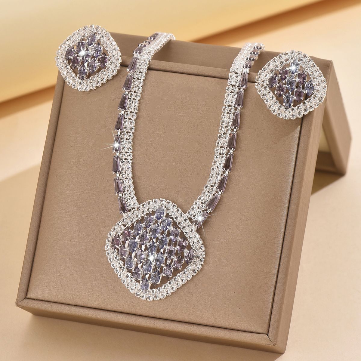 Women’s Jewelry Set Fashion Jewelry Set Luxury Zircon Multi Color Women's Dinner Anniversary Accessories Necklace Earrings Set_ipsvogv.com