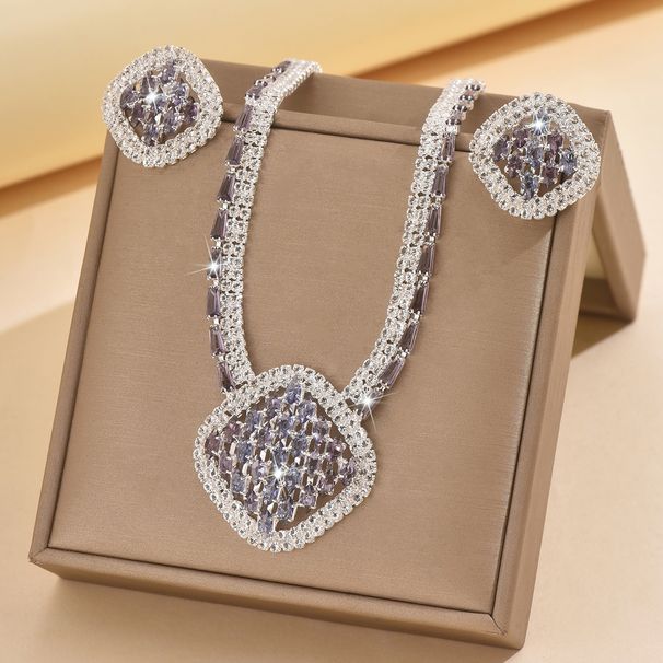 Women’s Jewelry Set Fashion Jewelry Set Luxury Zircon Multi Color Women's Dinner Anniversary Accessories Necklace Earrings Set_ipsvogv.com