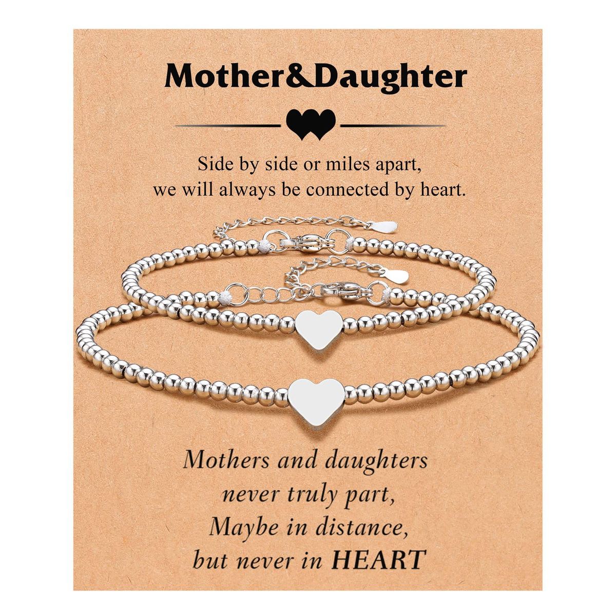Women's Jewelry Mother And Daughter Bracelet Set Daughter Girl Gift Silver Bead Chain Bracelet Stainless Steel Love Bracelet Set_ipsvogv.com