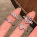 Sweet Ins Open Pink Heart Girl's Cold Wind Zircon Unique Design Light Luxury Exquisite Ring For Women_ipsvogv.com