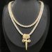 Men's Punk Rose Cross Pendant Necklace With Tennis Chain & Zircon Stones, Adjustable Length 21-71cm, Silver/Gold/Rose Gold Men's Necklace_ipsvogv.com