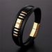 Fashion color gold woven leather titanium steel multi-layer men's bracelet jewelry_ipsvogv.com