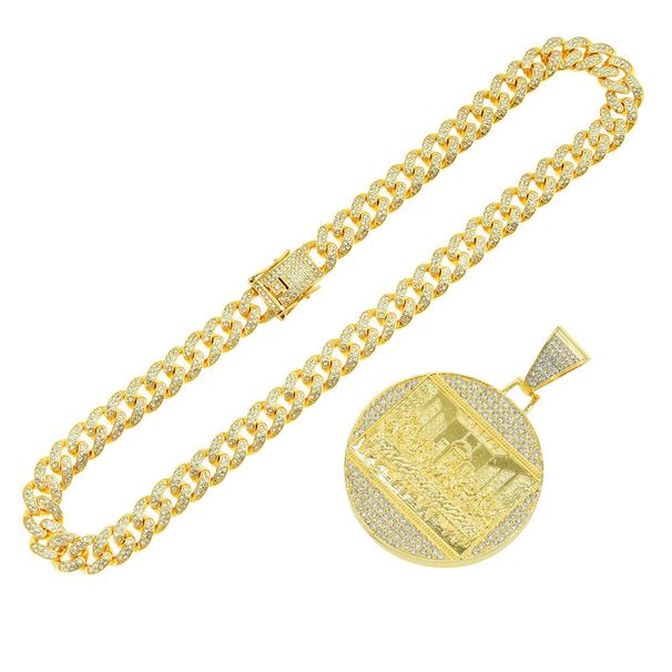 Hip Hop Men's Jewelry New Arrival Diamond-Encrusted Last Supper Pendant Cuban Chain_ipsvogv.com