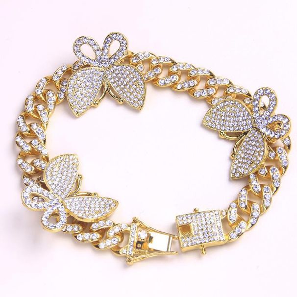 12mm Wide Butterfly Cuban Chain Anklet Exquisite Micro Inlay Light Luxury Hip Hop Fashion Jewelry Anklet_ipsvogv.com