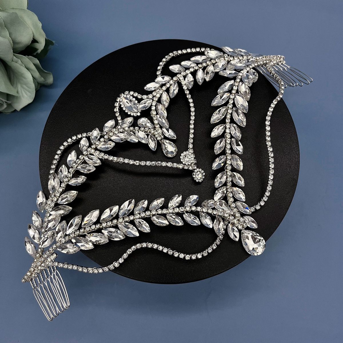 Women's Jewelry Crystal Hair Comb Headband Handmade Rhinestone Floral Hair Accessory For Weddings Parties Gifts Headband Forehead Chain Accessories_ipsvogv.com