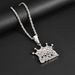 Rapper Jewelry Men's Hip Hop Full Diamond Crown Letter Pendant Fried Dough Twists Necklace Fashion Brand_ipsvogv.com