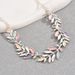 New colored leaf design necklace, women's personalized alloy pendant, long chain necklace accessory_ipsvogv.com