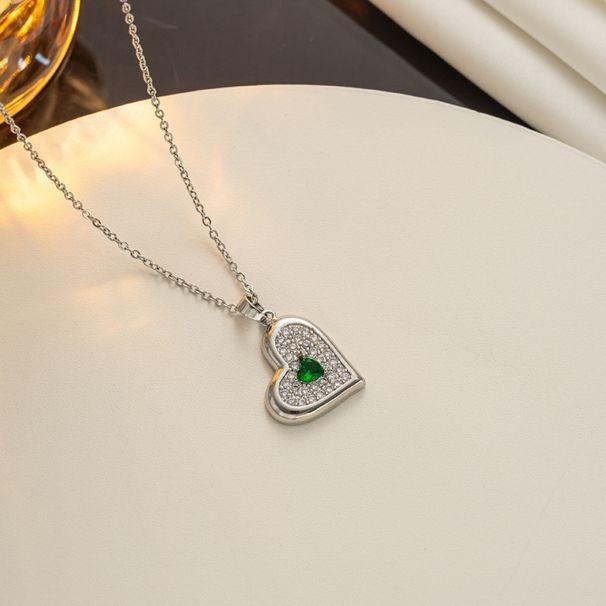 Necklace, Female Internet Celebrity, Love, Super Sparkling Peach Heart, Emerald, Zirconia, Exquisite, Light Luxury,_ipsvogv.com