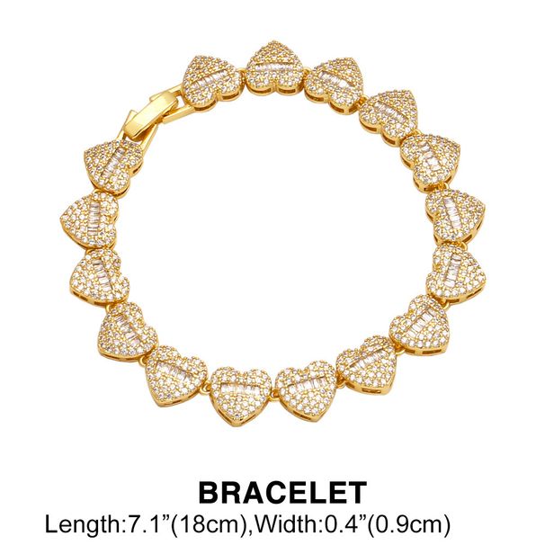 Full Diamond High End Love Heart Shaped Necklace Bracelet Gold Plated Clavicle Chain Necklace_ipsvogv.com