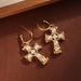 titanium steel inlaid pearl cross women's necklace retro stainless steel chain pendant niche earrings_ipsvogv.com