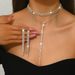 Women’s Jewelry Set Fashion Design Bohemian Style Y Shaped Rhinestone Inlaid Multi Layer Necklace Tennis Chain Lasso Clavicle Chain_ipsvogv.com
