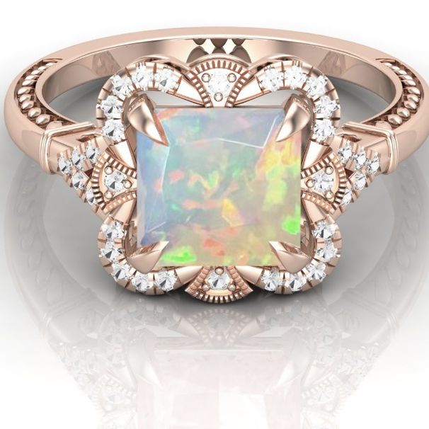 Sanjie's New Rose Gold Inlaid Square Ring For Women's Fashion Show, Colorful Jewelry_ipsvogv.com