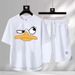 Men's Clothing 2024 Waffle Casual Summer Suit Men's Loose Teen Short sleeved T shirt Shorts Handsome Two piece Suit_ipsvogv.com