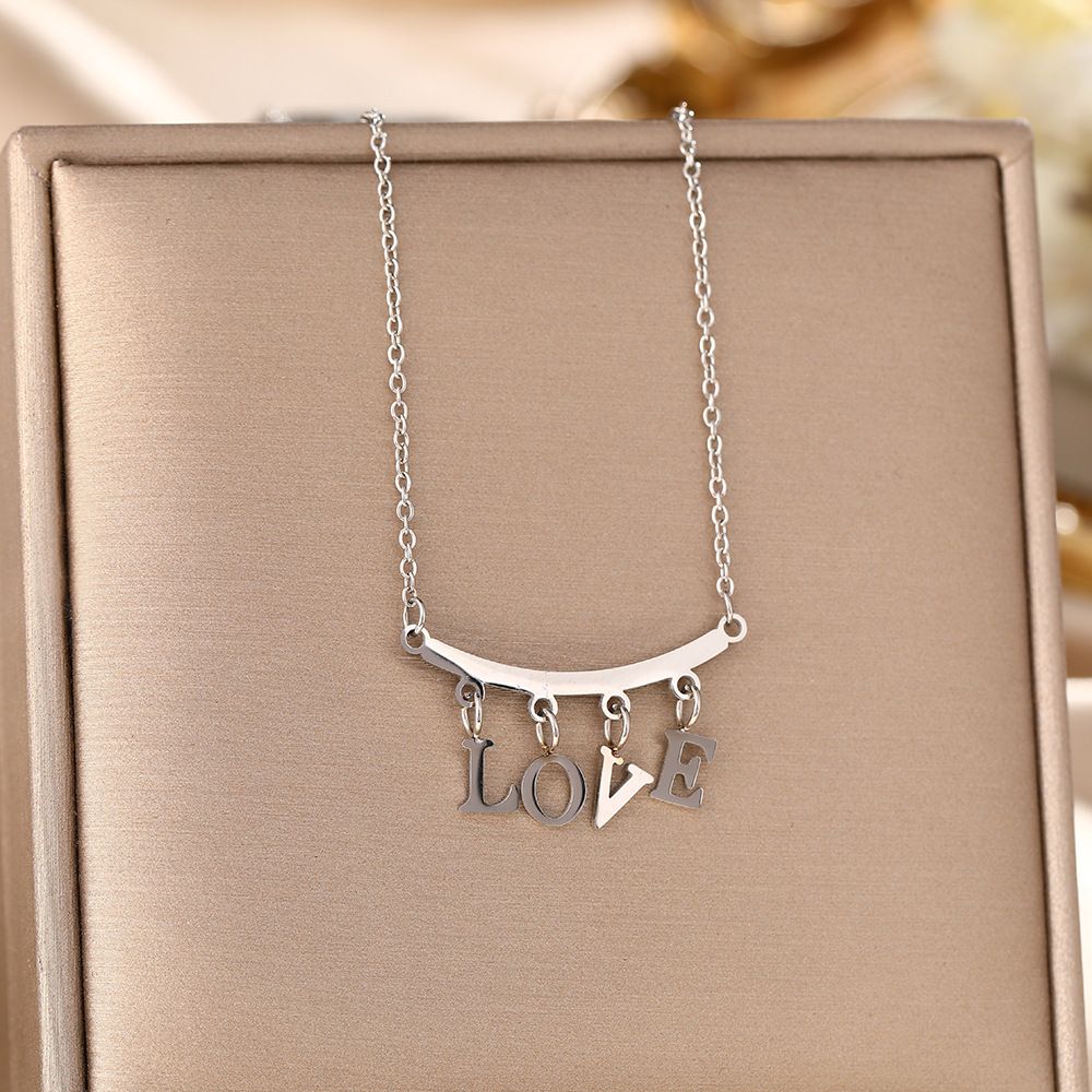 Hot Selling Titanium Steel Necklace, Women's Fashion, Light Luxury Style, Letter LOVE Pendant, High-end Design,_ipsvogv.com