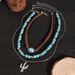 3-piece Set Of Cactus Turquoise Velvet Rope Necklace Set,Retro Niche Design Handmade Jewelry Trend_ipsvogv.com