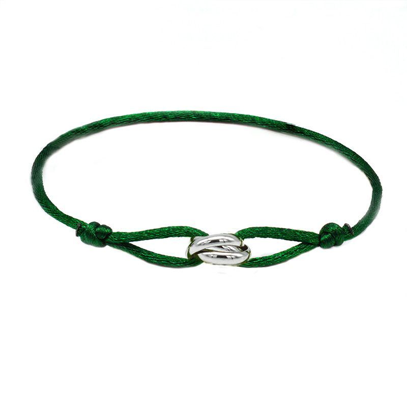 Designer Hand Woven Couple Stainless Steel DIY Bracelet With Color And Three Ring Adjustable Bracelet, Women's_ipsvogv.com