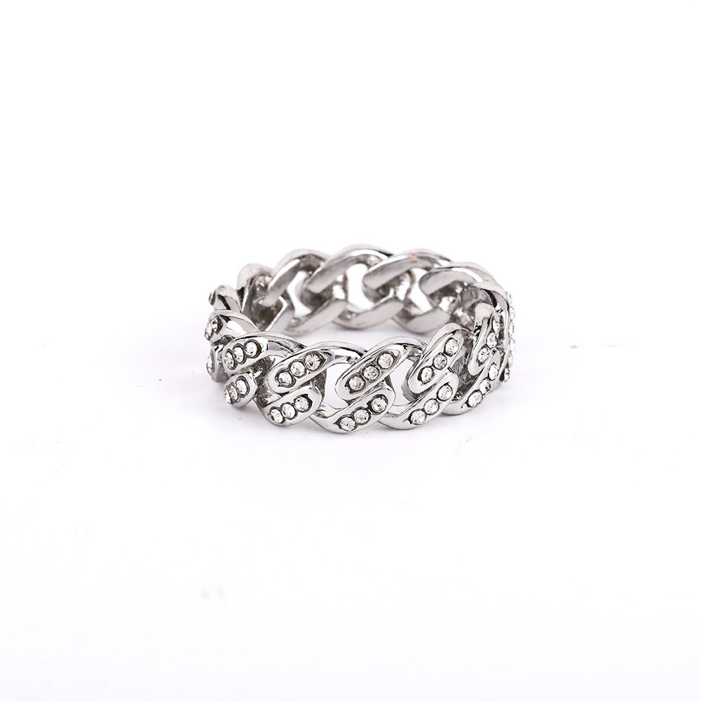 Full Diamond Fashion Light Luxury Cuban Chain Ins Style Hip Hop Trendy Punk Couple Ring_ipsvogv.com