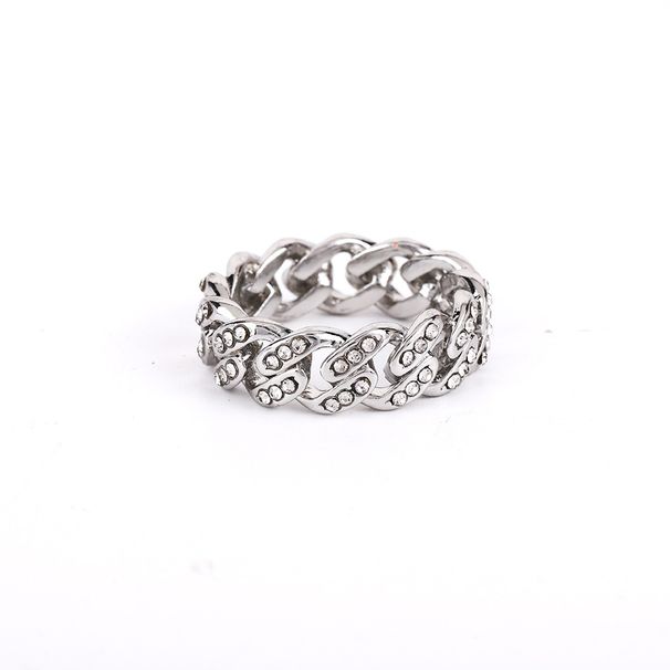 Full Diamond Fashion Light Luxury Cuban Chain Ins Style Hip Hop Trendy Punk Couple Ring_ipsvogv.com