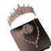 Crown headdress necklace earrings champagne vintage purple diamond birthday crown hair accessories bride wedding dress three piece suit_ipsvogv.com