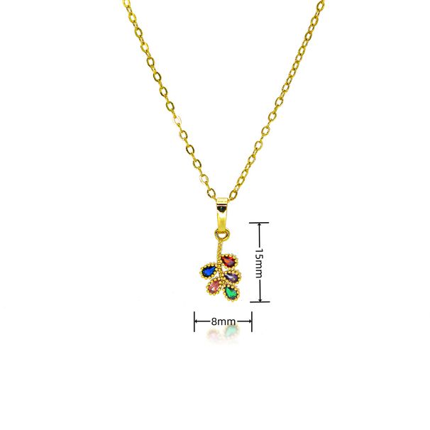 New Design, Simple Temperament, Leaf Flower Micro Inlaid Zircon Pendant Necklace_ipsvogv.com