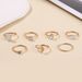 Korean Version Ins Zircon Personality Cool Style Niche Design Opal Leaves Fried Dough Twists 7-piece Ring Set_ipsvogv.com