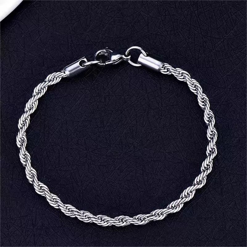Cuban Hip-Hop Trendy Men's Titanium Steel Thin Bracelet Niche Unisex Non-Fading Braided Chain Jewelry_ipsvogv.com