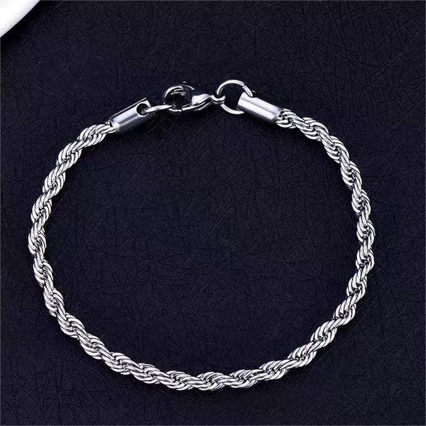 Cuban Hip-Hop Trendy Men's Titanium Steel Thin Bracelet Niche Unisex Non-Fading Braided Chain Jewelry_ipsvogv.com