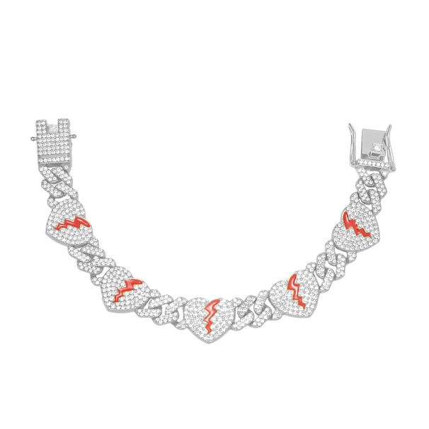 Alloy Punk Broken Love Chain Men's Trendy Diamond Set Cuban Necklace European and American Accessories_ipsvogv.com