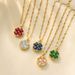 New Full Diamond Four Leaf Grass Necklace Women's Korean Edition With Colorful Zircon Titanium Steel Lock Bone Chain,_ipsvogv.com