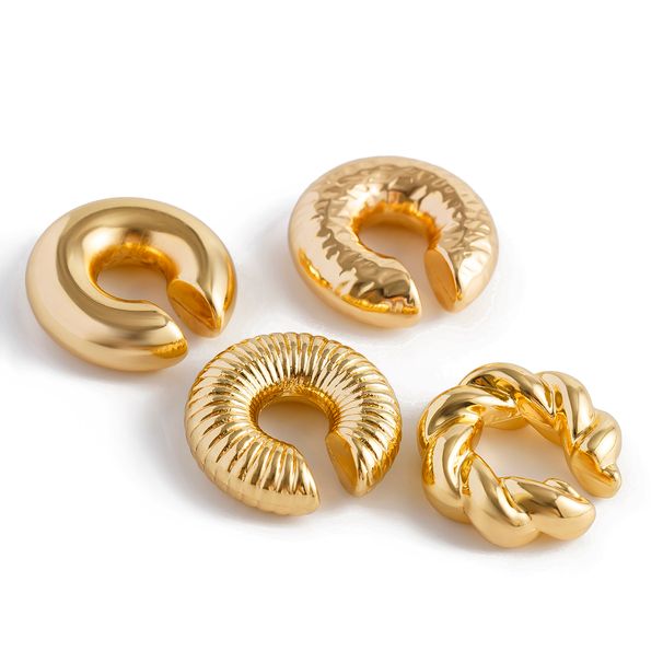 4-Piece Plastic C-shaped Smooth Twist Ear Clip Set, Hip-hop Fashion Internet Celebrity Versatile Daily Wear Ear Accessories_ipsvogv.com
