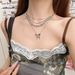 Sweet Versatile Tassel Double Layered Butterfly Necklace, New Niche Design, Fashionable And Luxurious Style Necklace_ipsvogv.com