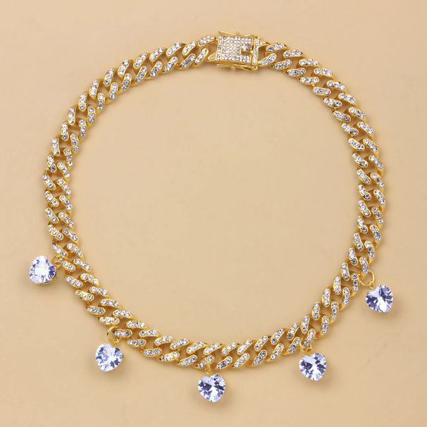 shiny Cuban zircon necklace Miami love pendant necklace Hip hop jewelry Hip hop_ipsvogv.com