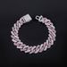 Unisex Hot Selling 14mm Diamond Pink Blue Diamond Flip Alloy Men's Necklace Encrypted Cool Hip Hop Cuban Necklace_ipsvogv.com