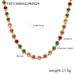 Bohemian Zircon Jewelry Set, Titanium Steel PVD Gold Plated Necklace & Bracelet, Adjustable Multicolor Beads Festival Jewelry For Women_ipsvogv.com
