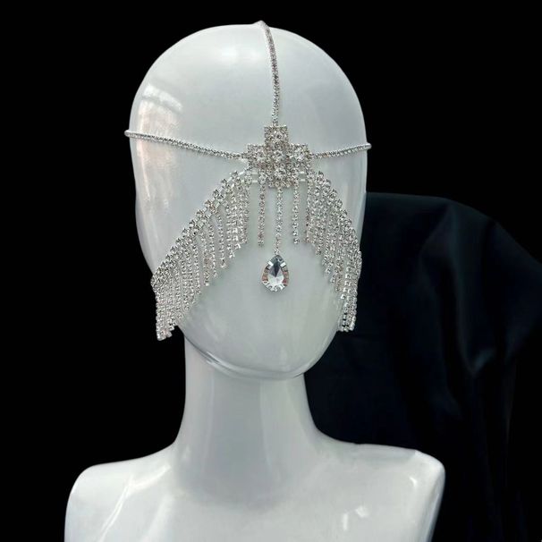Fashion rhinestone tassel head chain hair accessories ladies wedding dance super flash crystal pendant forehead chain_ipsvogv.com