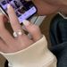 Lucky Bean Pearl Women's Geometric Irregular High End Silver Open Versatile Finger Ring Trendy_ipsvogv.com
