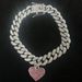 Men's Classic Full Diamond Cuban Chain Splicing Necklace Street Hip-Hop Style Heart Bracelet_ipsvogv.com