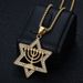 Hip Hop New Titanium Steel Gold-Plated Inlaid Diamond Star Of David Pendant Men's Hexagram Necklace_ipsvogv.com
