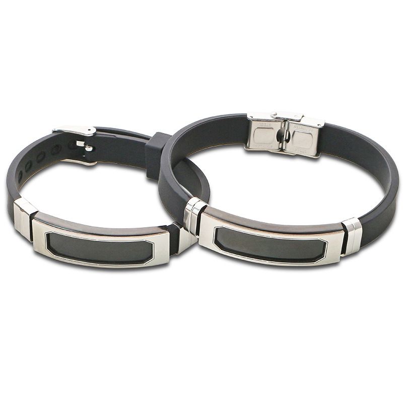 Trendy Silicone Creative Personality Simple DIY Engraving Stainless Steel Men's Bracelet Non-Fading_ipsvogv.com