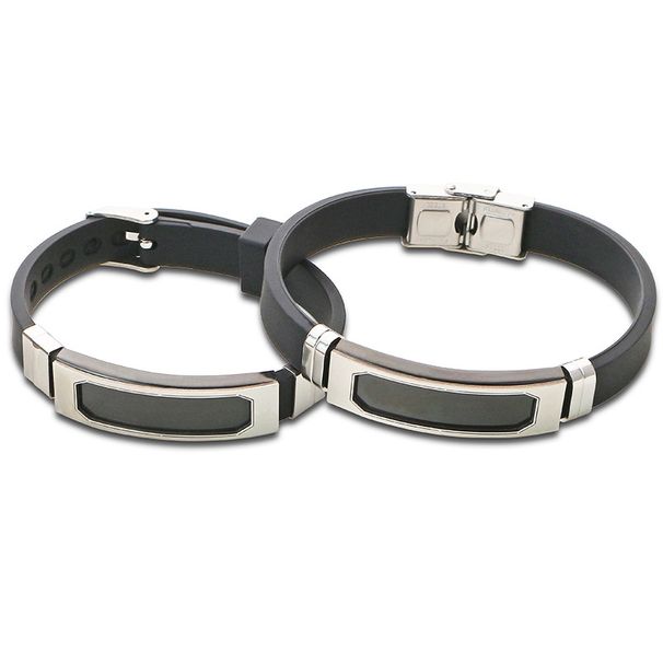Trendy Silicone Creative Personality Simple DIY Engraving Stainless Steel Men's Bracelet Non-Fading_ipsvogv.com