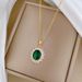 Steel 【 Titanium 】 Egg Shaped Green Light Luxury Temperament Gorgeous Full Diamond Necklace Women's Versatile Collarbone 【 】_ipsvogv.com