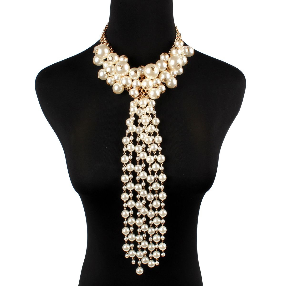 Exaggerated necklace, ethnic style pearl, multi-layer tassel necklace accessories 9020_ipsvogv.com