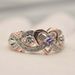 Sanjie's New Princess Square Diamond With A Heart-shaped Rose Gold Dual Tone Zircon Ring_ipsvogv.com