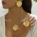 Design a niche pastoral style pleated lotus leaf necklace ring set with personalized versatile earrings and jewelry_ipsvogv.com