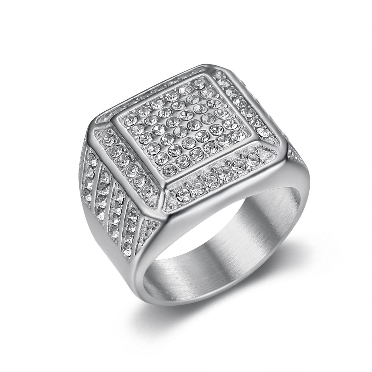 Men's Jewelry Set Fashion New Hip Hop Nightclub Ring Titanium Steel Vacuum Gold Plated Luxury Full Diamond Men's Ring_ipsvogv.com