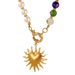 True Gold Stainless Steel Heart-shaped Sun Pendant, Colorful Glass Bead Necklace, Popular_ipsvogv.com