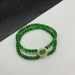 Vintage Green Jadeite Round Bead Double Layer Bracelet For Women_ipsvogv.com