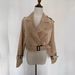 New women's European and American style belted long sleeved short casual windbreaker jacket_ipsvogv.com