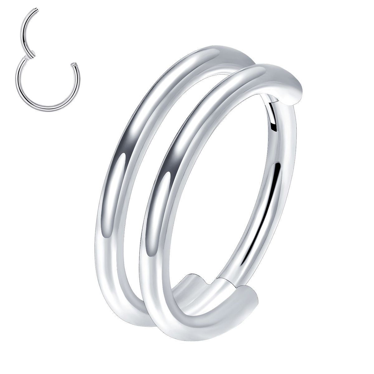 Men And Women's Jewelry G23 Titanium Seamless Ring Zircon Nose Ornaments Double Ring Nose Ring Ear Bone Ring Popular Body Piercing Ornaments_ipsvogv.com